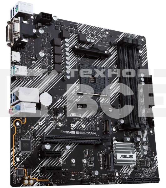 Материнская плата ASUS PRIME B550M-K, AM4, AMD B550, 4xDDR4, 4xSATA, 2xM.2, 1xPCIe 4.0 x16, 2xPCIe x1, 1xDVI-D, 1xHDMI, 1xVGA, 1x 1Gb LAN, 4xUSB 3.2 Gen 1, 2xUSB 3.2 Gen 2, 3x3.5 мм, 7.1, mATX