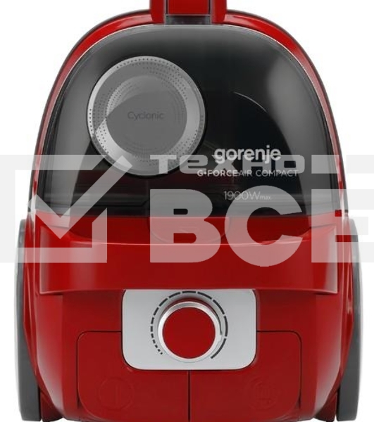 Пылесос Gorenje VC1901GACRCY черный/красный, 300/1900 Вт, уборка сухая, пылесборник контейнер 2.2 л
