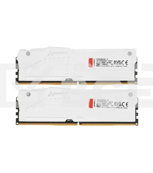 Оперативная память Kingston Fury Beast, DDR5, 32GB (2x16GB), 6000MHz, CL36, с радиаторами, RGB, белый