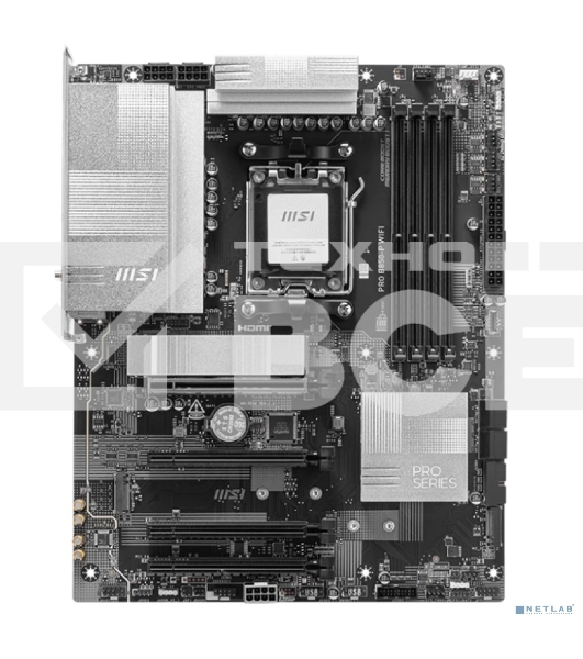 Материнская плата MSI PRO B850-P WIFI, AM5, AMD B850, 4xDDR5, 4xSATA, 3xM.2, 1xPCIe 5.0 x16, 1xPCIe 4.0 x4, 2xPCIe 3.0 x1, 1xHDMI, 1x5Gb LAN, Wi-Fi 7, 4xUSB 2.0, 1xUSB 3.2 Gen 1, 1xUSB 3.2 Gen 2, 2xUSB-C 3.2 Gen 2, 2x3.5 мм, 7.1, ATX