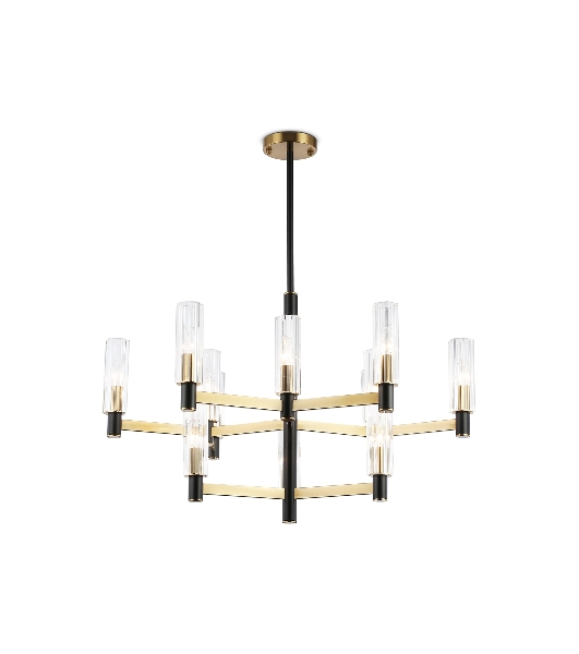 Люстра Ambrella light LH55515/12 BK/BS/CL черный/латунь/прозрачный E14*12 max 40W D860*905
