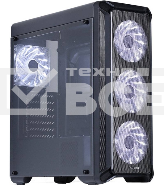 Компьютерный корпус Zalman i3 edge черный без БП ATX 3x120mm 2xUSB2.0 1xUSB3.0 audio bott PSU