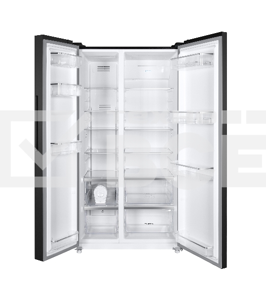 Холодильник Maunfeld MFF177NFSB черный глянц. инвертер двухкамерный Side by Side 263/170л морозилка сбоку