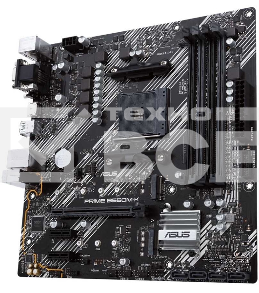 Материнская плата ASUS PRIME B550M-K, AM4, AMD B550, 4xDDR4, 4xSATA, 2xM.2, 1xPCIe 4.0 x16, 2xPCIe x1, 1xDVI-D, 1xHDMI, 1xVGA, 1x 1Gb LAN, 4xUSB 3.2 Gen 1, 2xUSB 3.2 Gen 2, 3x3.5 мм, 7.1, mATX