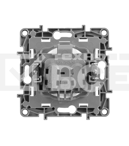 Розетка 2К на винтах, защ. шт., алюминий ETIKA 