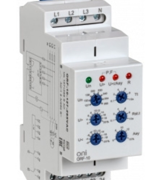 Реле фаз ORF-10 3ф 2 конт. 127-265В AC с контр. нейтр. ONI ORF-10-127-265VAC