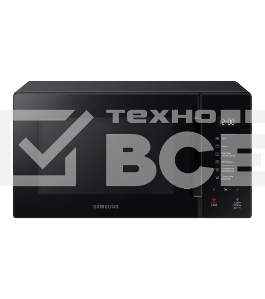 Микроволновая печь Samsung MG23T5018AK/BW черный, 23 л, 800 Вт, переключатели - сенсор
