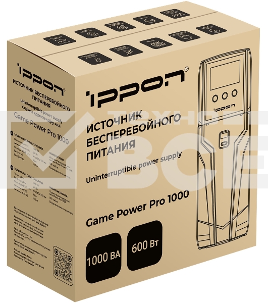 Источник бесперебойного питания Ippon Game Power Pro 1000 600Вт 1000ВА черный