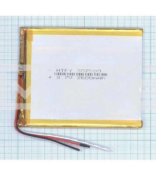 Аккумулятор Li-Pol (батарея) 3*75*90мм 3pin 3.7V/2600mAh