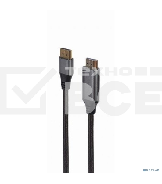 Кабель DisplayPort->HDMI Cablexpert CC-DP-HDMI-4K-6 , 4K, 1.8м, 20M/19M, черный, экран, пакет