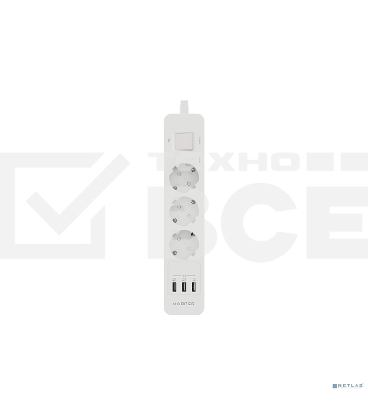 Удлинитель с USB зарядкой Harper UCH-330 White
