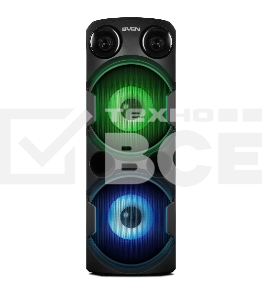 Колонка АС Sven PS-750, черный (80 Вт, TWS, Bluetooth, FM, USB, microSD, LED-дисплей, 2х4400мА*ч)