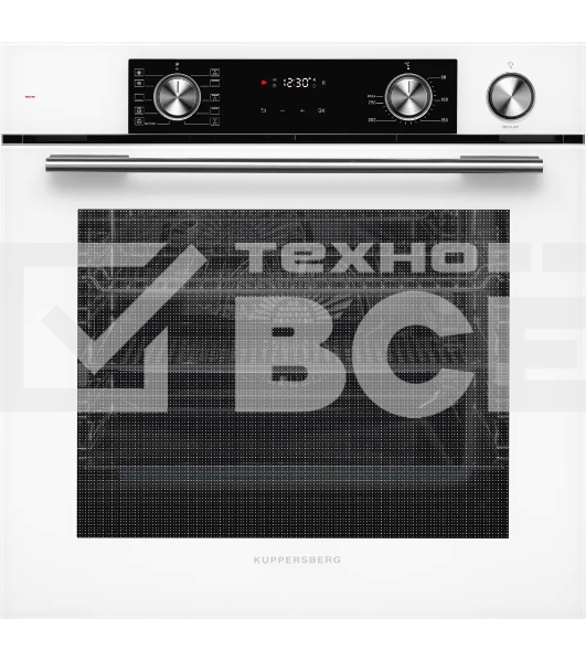 Электрический духовой шкаф Kuppersberg KSO 610 W 60 см, 80 л, High-Tech, 10 режимов, ПАР, Soft Close, телескопические направляющие, белый цвет