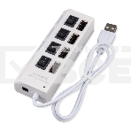 Разветвитель USB2.0 Gembird UHB-243-ADW, 4хUSB, с доп. питанием, подсветка и выключатели, кабель USB 55см, белый, коробка, фото2