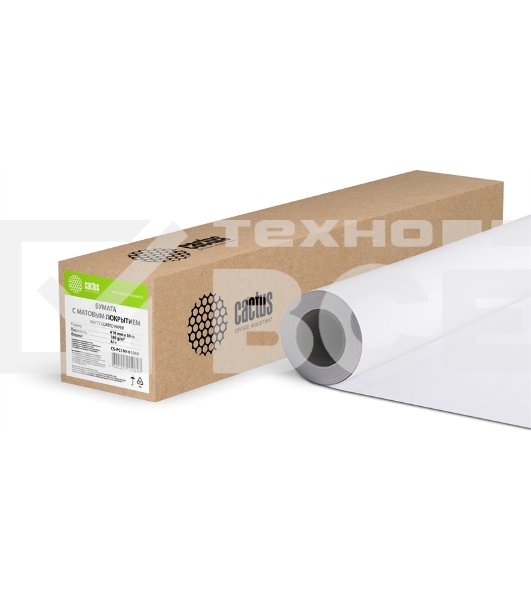 Бумага Cactus CS-PC180-61030 24'(A1) 610мм-30м/180г/м2/белый матовое универсальная (с покрытием) втулка:50.8мм (2')