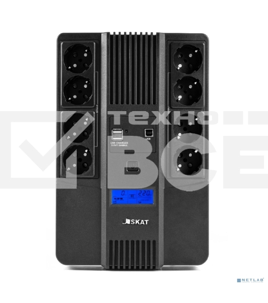 Источник бесперебойного питания Бастион SKAT-UPS 1000-AID-IN-1x9-8 600Вт 1000ВА черный