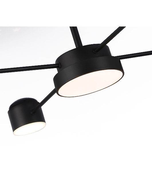 Потолочный светодиодный светильник Ambrella light FL51632/4+1 BK/GD черный/золото 3000K-6400K 48W 910*745*300 (ПДУ ИК)