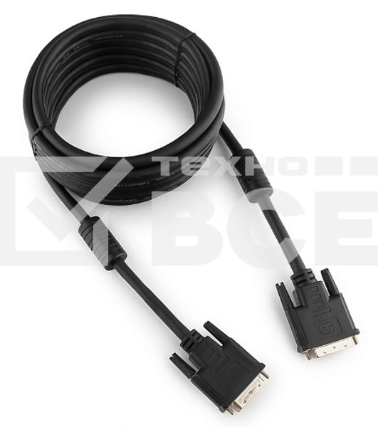 Кабель DVI-D dual link Gembird/Cablexpert CC-DVI2-BK-15, 25M/25M, 4.5м, черный, экран, феррит.кольца, пакет