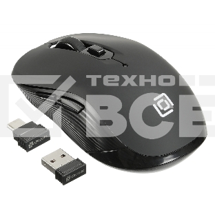 Мышь беспроводная Oklick 610MWC черный, 1600 dpi, радиоканал, USB/USB-C, кнопки - 6
