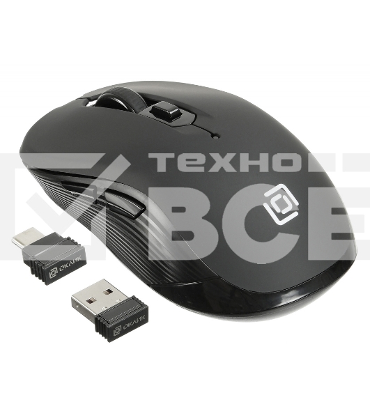 Мышь беспроводная Oklick 610MWC черный, 1600 dpi, радиоканал, USB/USB-C, кнопки - 6