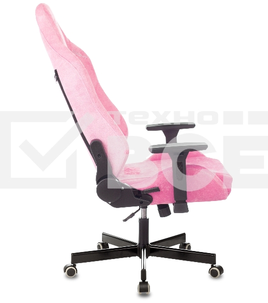 Кресло игровое Knight N1 Fabric розовый Velvet 36 с подголов. крестовина металл