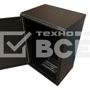 Шкаф коммутационный WRline (WR-TW-1866-SR-RAL9004) настенный 18U 600x600мм пер.дв.металл 2 бок.пан. 60кг черный 520мм 908мм IP20 сталь