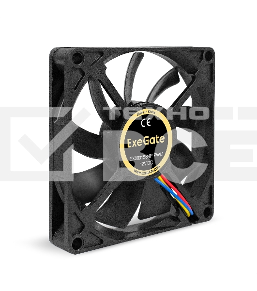 Вентилятор для корпуса ExeGate EX08015S4P-PWM черный, 80 мм, 2500 об/мин, 25.5 дБ, 4 pin