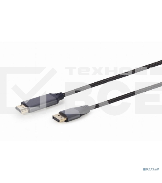 Кабель DisplayPort->HDMI Cablexpert CC-DP-HDMI-4K-6 , 4K, 1.8м, 20M/19M, черный, экран, пакет