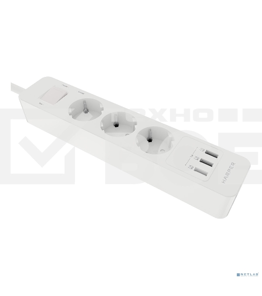 Удлинитель с USB зарядкой Harper UCH-330 White