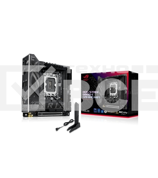 Материнская плата ASUS ROG STRIX B860-I GAMING WIFI, LGA1851, Intel B860, 2xDDR5, 4xSATA, 2xM.2, 1xPCIe 5.0 x16, 1xDP, 1xHDMI, 1xThunderbolt 4, 1x2.5Gb LAN, Wi-Fi 7, 2xUSB 2.0, 3xUSB 3.2 Gen 1, 1xUSB 3.2 Gen 2, 1xUSB 3.2 Gen 2x2, 1xUSB-C, 1xS/PDIF, 2x3.5 