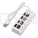 Разветвитель USB2.0 Gembird UHB-243-ADW, 4хUSB, с доп. питанием, подсветка и выключатели, кабель USB 55см, белый, коробка, фото4