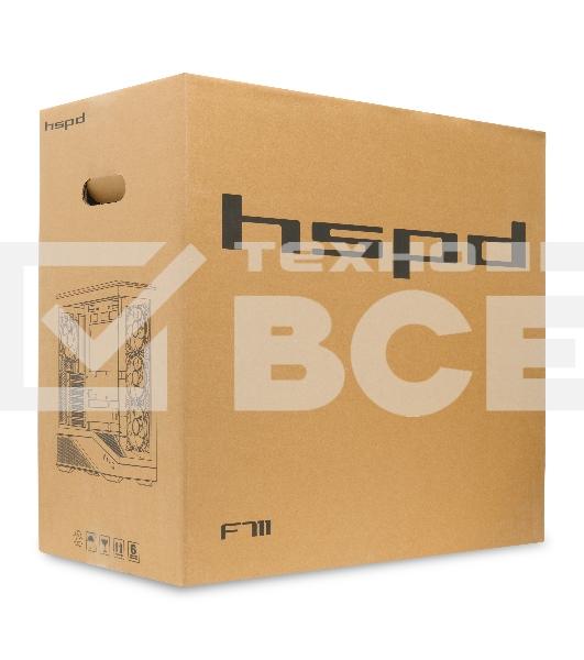 Компьютерный корпус без блока питания HSPD F711-TGbK-ARGB, Panoramic Full Tower, черный, TG, 0.7 SPCC, 4x120мм ARGB ATX, mATX, mITX 190/420/280мм 2x2.5', 2x3.5', 7xPCI 1xUSB-A 3.0, 1xUSB-C 445x235x475мм