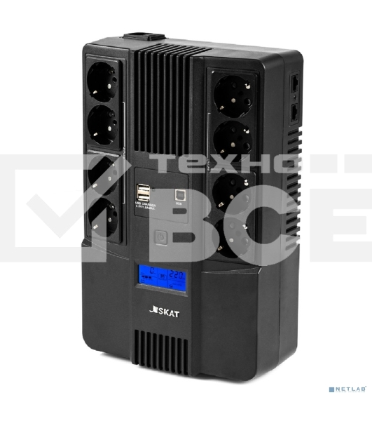 Источник бесперебойного питания Бастион SKAT-UPS 1000-AID-IN-1x9-8 600Вт 1000ВА черный