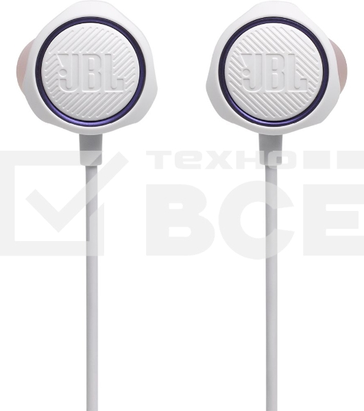 Наушники JBL Quantum 50  (накладные), белый Сопротивление 16 Ом, силиконовые вкладыши трех размеров, вес 21.5г, цвет белый