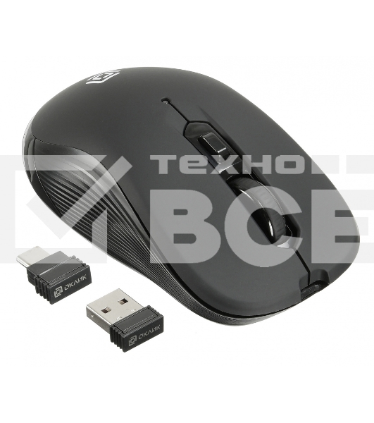 Мышь беспроводная Oklick 610MWC черный, 1600 dpi, радиоканал, USB/USB-C, кнопки - 6