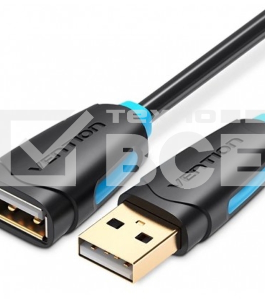 Кабель-удлинитель Vention USB 2.0 AM/AF - 5м Чёрный