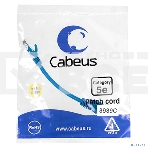 Шнур комм. Cabeus, кат. 5е, неэкр., U/UTP, RJ45/RJ45, LSZH, AWG24, 0.15м, синий, фото 1