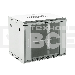 Настенный телекоммуникационный шкаф Rexant 19' 9U 550×400 мм, дверь стекло, с задней стенкой, разборный, серый (RAL 7035), фото 1