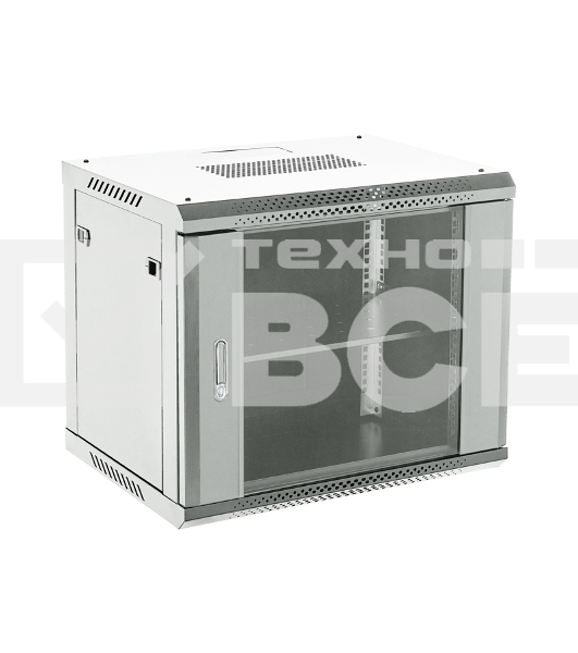 Настенный телекоммуникационный шкаф Rexant 19' 9U 550×400 мм, дверь стекло, с задней стенкой, разборный, серый (RAL 7035)