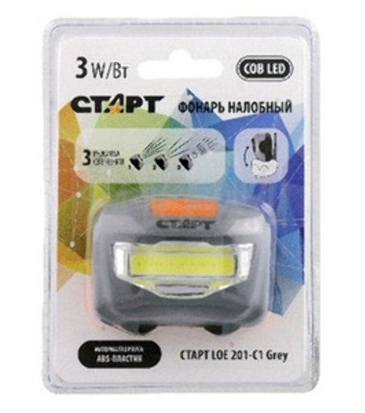 Фонарь налобный СТАРТ (4680024817400) LOE 203-C1 Grey 12/192