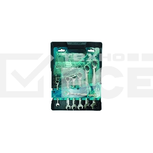 Набор ключей комбинированных GROSS 14890с трещоткой, 8 - 19 мм, 7шт., CrV