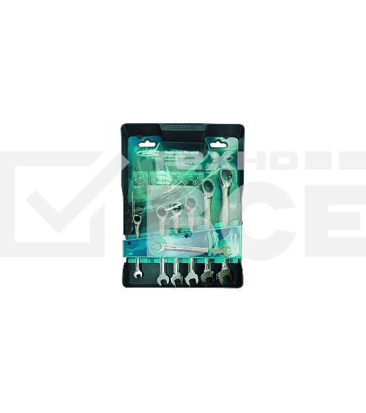 Набор ключей комбинированных GROSS 14890с трещоткой, 8 - 19 мм, 7шт., CrV