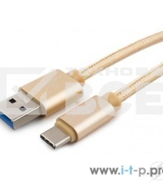 Кабель USB 3.0 Cablexpert CC-P-USBC03Gd-1.8M, AM/Type-C, серия Platinum, длина 1.8м, золотой, блистер
