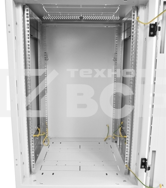 Шкаф коммутационный ЦМО ШТК-М-18.6.6-1ААА-9005 18U 600x600мм пер.дв.стекл задн.дв.стал.лист 2 бок.пан. направл.под закл.гайки 270кг черный
