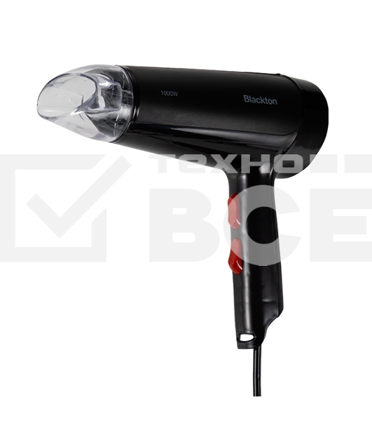 Фен Blackton Bt HD1002C Black Мощность 1000 Вт, Напряжение 220 В, 50 Гц, Регулировка воздушного потока 2, Регулировка температуры 2, Петля для подвешивания, Концентратор.
