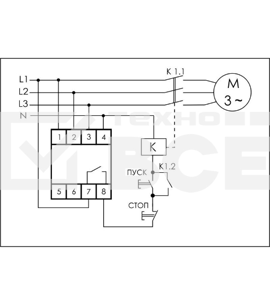 Реле контроля фаз CZF-B (3х400/230+N 8А 1перекл. IP20 монтаж на DIN-рейке) F&F EA04.001.002