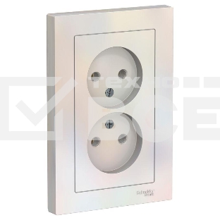 Розетка 2-м ATLAS DESIGN без заземл. 16А в сборе жемчуг SchE ATN000420