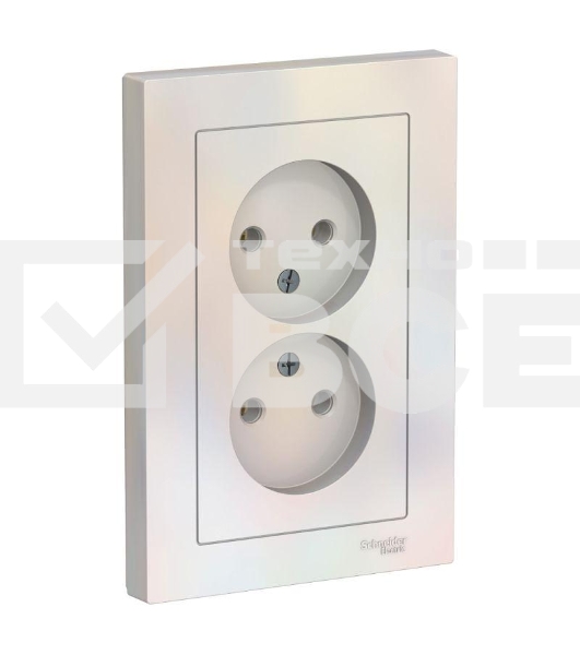 Розетка 2-м ATLAS DESIGN без заземл. 16А в сборе жемчуг SchE ATN000420