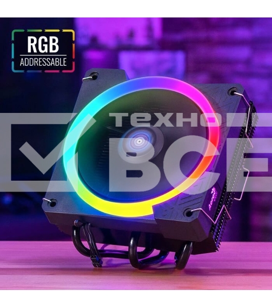 Кулер для процессора AeroCool/Formula Cylon 3H черный, 120 мм, алюминий, 1800 об/мин, 24.3 дБ, 4 pin, 125 Вт, 98 мм