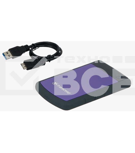 Внешний HDD 2.5' Transcend StoreJet 25H3, 4TB, USB 3.2 Gen 1 Type-A, 5400 rpm, фиолетовый